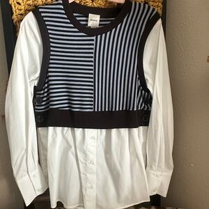 Maeve Long-Sleeve Linen Twofer
Sweater Vest Top